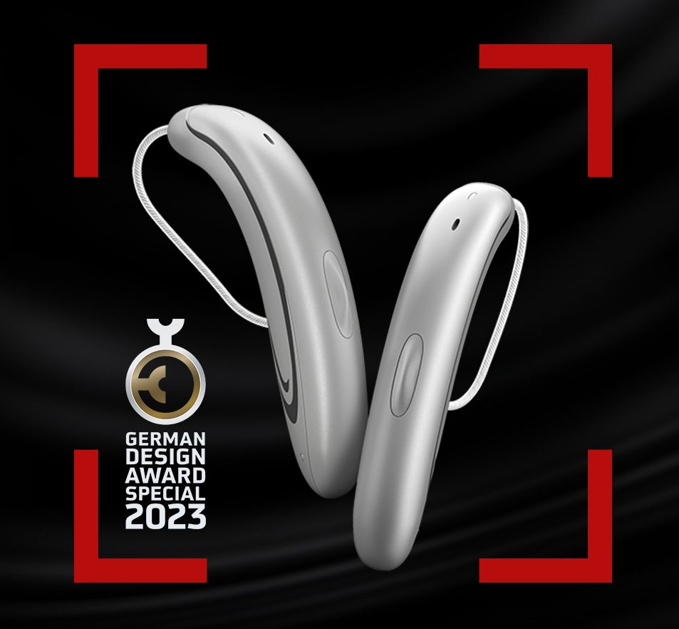 Aides auditives Style RIC AQ sound FS S rechargeables de HANSATON. Prix officiel du design allemand 2023.