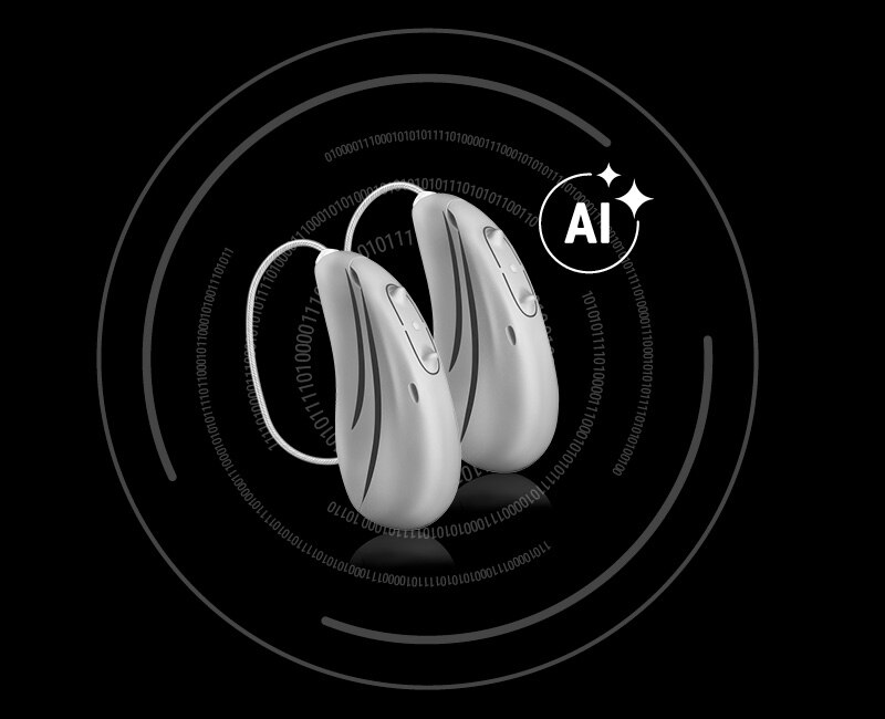  Sepasang alat bantu pendengaran Hansaton Essenz sound E-RX dengan AI Bertaraf Pakar